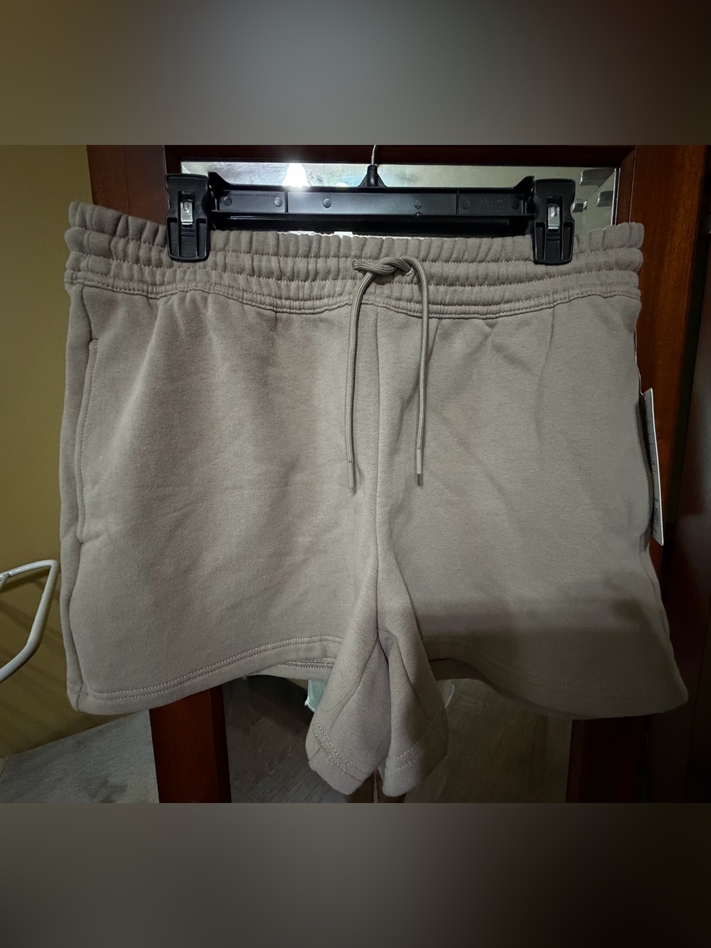 NWT Athleta Forever Fleece Mid Rise 4” Shorts in  sold out color Mortar Mushroom